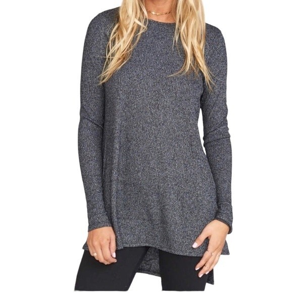 Show Me Your Mumu Ribbed Knit Tunic Top Charcoal Heather Gray Women’s Size Small - Picture 1 of 8